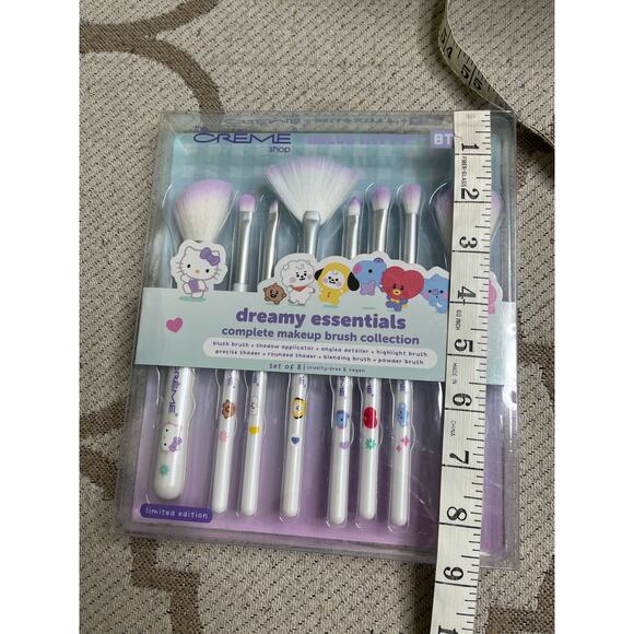 The crème shop Hello Kitty BT21 complete makeup brush collection, set of 8, NIB - Picture 9 of 9